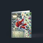 Santa Rock Climbing in Gym Christmas  Holiday Card<br><div class="desc">This Christmas card is perfect for the rock climber during the holidays!</div>
