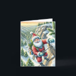 Santa Rock Climbing in Mountains Christmas Card<br><div class="desc">This Christmas card is perfect for the rock climber during the holidays!</div>