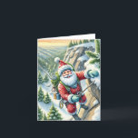 Santa Rock Climbing in Mountains Christmas Card<br><div class="desc">This Christmas card is perfect for the rock climber during the holidays!</div>