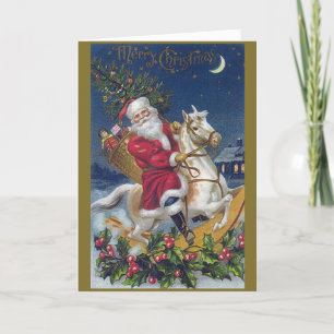 Santa Rocking Horse Christmas Card