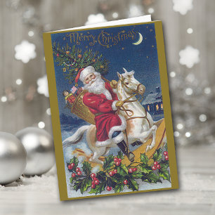Santa Rocking Horse Christmas Card