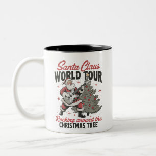 Santa Rocking Vintage Rocking Around the Christmas Two-Tone Coffee Mug