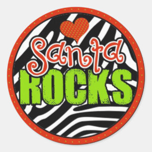 santa rocks classic round sticker
