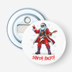 Santa Rocks! Funny Santa Claus playing guitar Bottle Opener