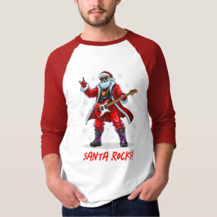 Santa Rocks! Funny Santa Claus playing guitar T-Shirt