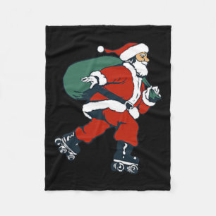 Santa Roller Skating Fun Christmas Skater Kids Boy Fleece Blanket