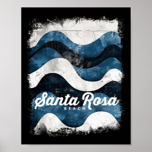 Santa Rosa Beach Fl Florida Vintage Surfing Ocean Poster