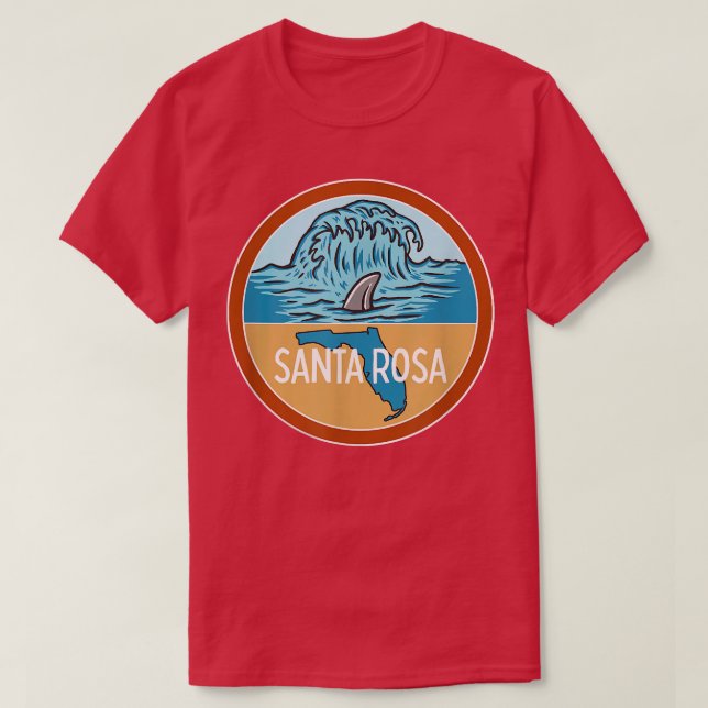 Santa Rosa Beach Florida FL Ocean Wave Shark Fin V T-Shirt (Design Front)