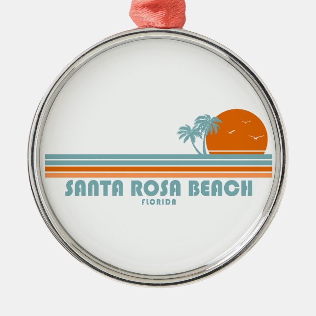 Santa Rosa Beach Florida Sun Palm Trees Metal Tree Decoration (Front)