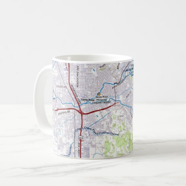 Santa Rosa, California Map Coffee Mug (Front Left)