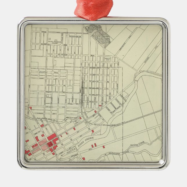 Santa Rosa, portions destroyed by earthquake Metal Tree Decoration (Front)