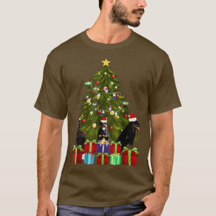 Santa Rottweiler Christmas Tree With Light Funny X T-Shirt