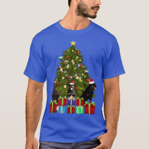 Santa Rottweiler Christmas Tree With Light Funny X T-Shirt