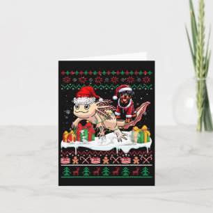 Santa Rottweiler Riding Axolotl Christmas Sweater  Card