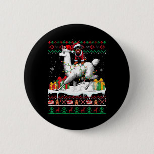 Santa Rottweiler Riding Llama Christmas Sweater Lo 6 Cm Round Badge
