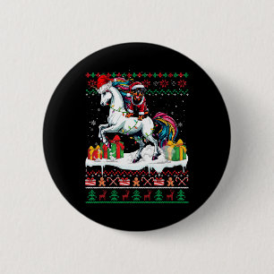 Santa Rottweiler Riding Unicorn Christmas Sweater 6 Cm Round Badge