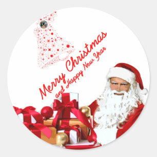 Santa Round Sticker, Glossy Classic Round Sticker