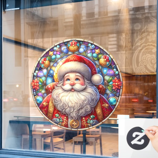 Santa Round Window Cling (Cafe Window)