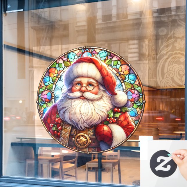 Santa Round Window Cling (Cafe Window)