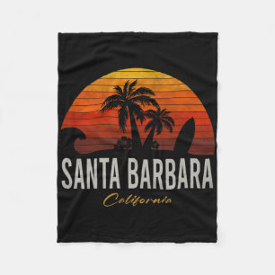 Santa Rra California Retro Surfer Vintage Beach Me Fleece Blanket