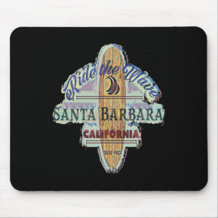 Santa Rra Surfing Distressed Vintage Retro Surfboa Mouse Mat