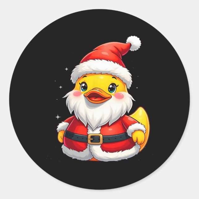Santa Rubber Duck Cute Christmas Holiday  Classic Round Sticker (Front)
