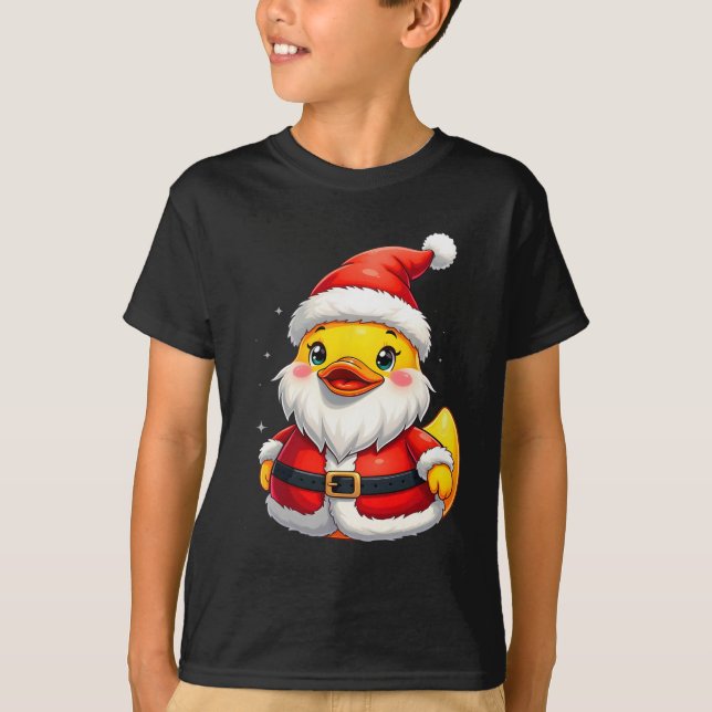 Santa Rubber Duck Cute Christmas Holiday  T-Shirt (Front)