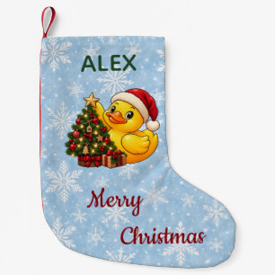 Santa Rubber Duck Decorating Christmas Tree Small Christmas Stocking