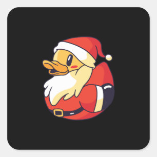 Santa rubber duck square sticker