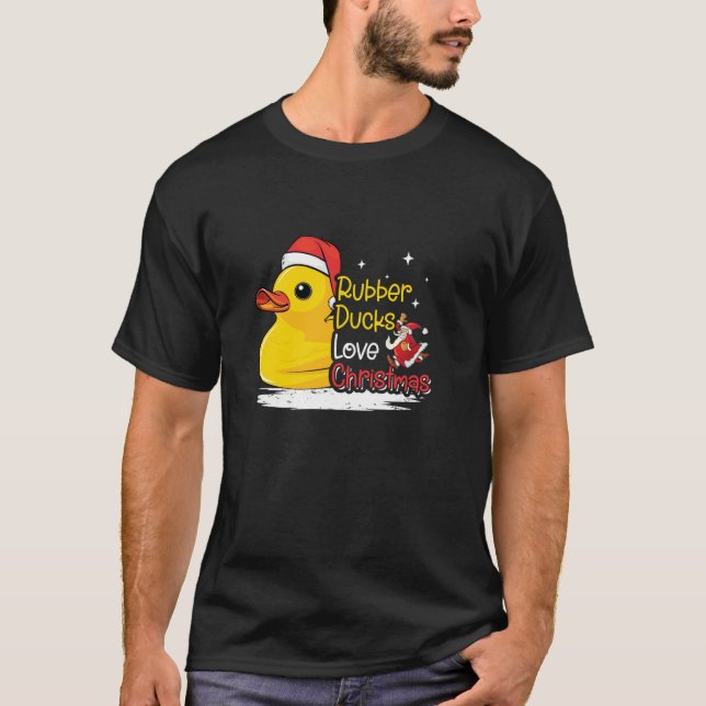 Santa Rubber Ducky Xmas Duckie Funny Rubber Duck C T-Shirt (Front)