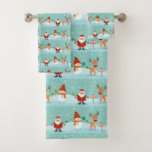 Santa, Rudolph and Snowman Bath Towel Set<br><div class="desc">Santa,  Rudolph and Snowman 
Turn your bathroom into your own personal oasis with a custom towel perfect for drying you off in style.</div>