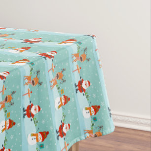 Santa, Rudolph and Snowman Tablecloth