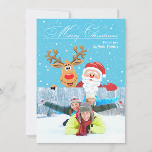Santa & Rudolph Christmas Flat Card