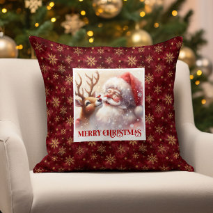 Santa Rudolph Christmas Pillow Cute Classic Design