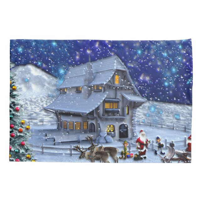 Santa Rudolph Elf with Sled Pillowcase (Back)