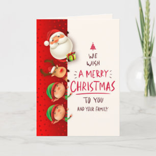 Santa, Rudolph & Elves Christmas Greeting Card
