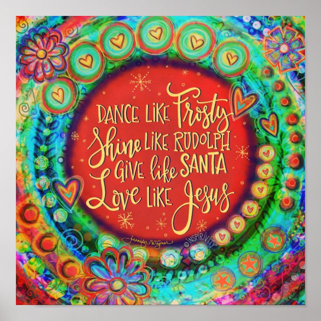 Santa Rudolph Frosty Jesus Christmas Inspirivity Poster (Front)