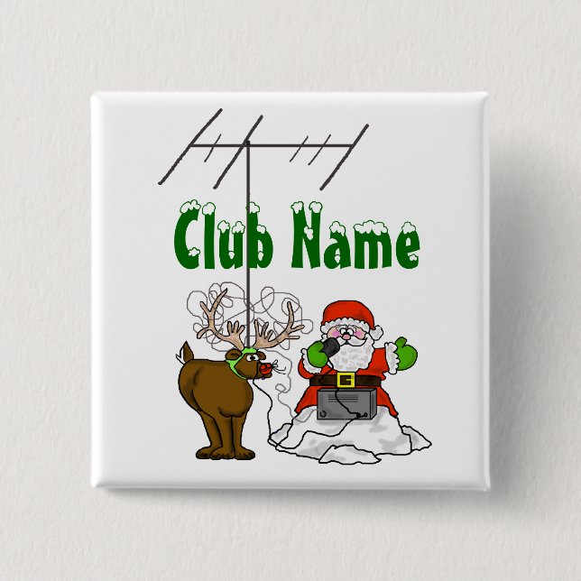Santa & Rudolph Ham Radio Buttons (Front)