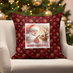Santa Rudolph Holiday Pillow Christmas Cozy Vibes 