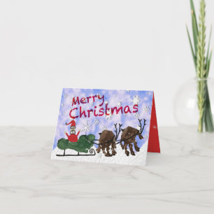 Santa & Rudolph Merry Christmas Holiday Card