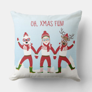 Santa, Rudolph, Polar Bear OH, XMAS FUN Cushion