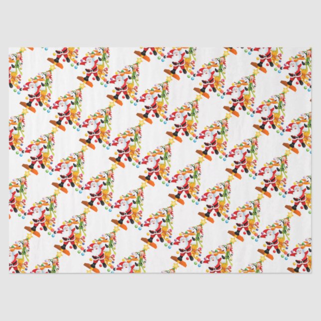 Santa, Rudolph, Snowman and Elf Tissue Paper (Front)