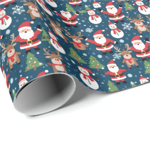 Santa, Rudolph, Snowmen and Christmas Trees Wrapping Paper