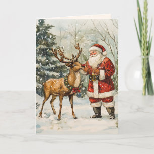 Santa Rudolph Vintage Thank You Christmas Card