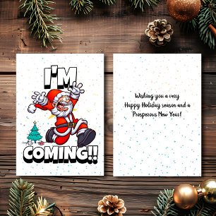 Santa Running, Humour Holiday 2022 Funny Christmas Card