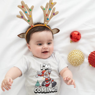 Santa Running Xmas Humor Holiday Funny Christmas Baby Bodysuit