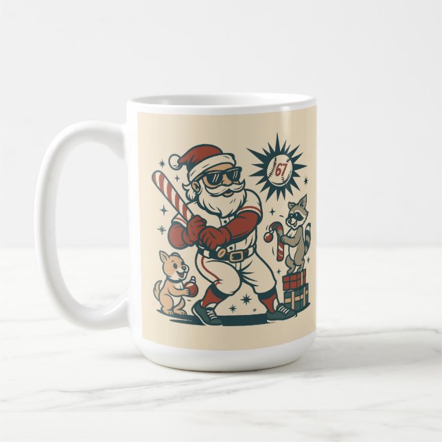 Santa’s 67 Christmas Baseball Meme Coffee Mug (Left)