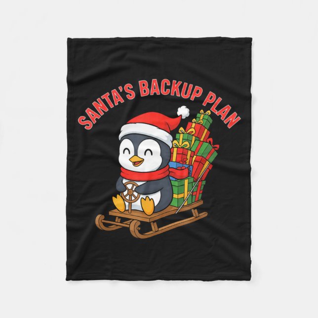 Santa’s Backup Plan Cute Penguin Christmas Design  Fleece Blanket (Front)