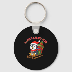 Santa’s Backup Plan Cute Penguin Christmas Design Key Ring