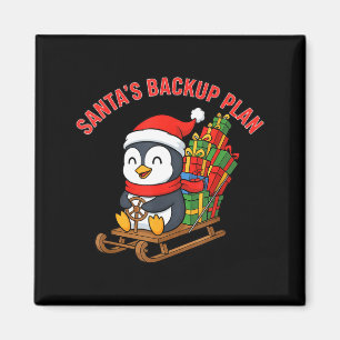 Santa’s Backup Plan Cute Penguin Christmas Design Magnet
